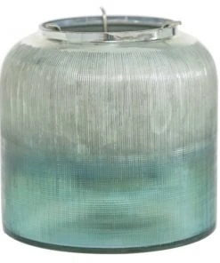Grayson Lane Turquoise Hurricane Glass Candle Holder
