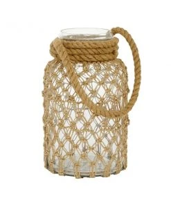 Grayson Lane Brown Rope Glass Lantern Candle Holder