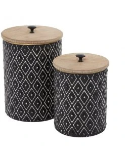 Grayson Lane Black Metal Jars - Set of 2