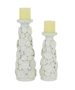 Grayson Lane Ceramic Pillar Candle Holder - Set of 2