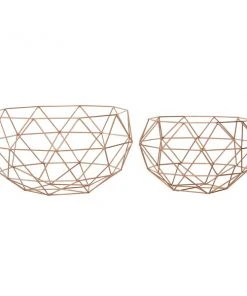 Grayson Lane Gold Geometric Metal Trays - Set of 2
