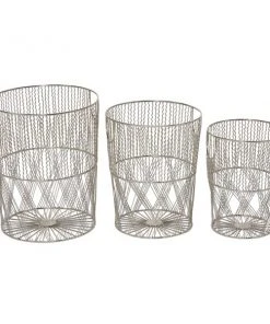 Grayson Lane Silver Metal Storage Baskets - Set of 3