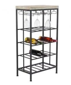 Grayson Lane 19-in x 36-in Black Metal Wine Rack