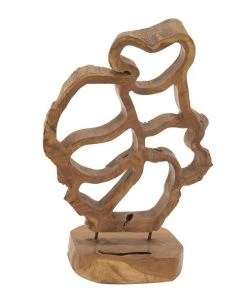 Grayson Lane Contemporary Light Brown Teak Wood Abstract Sculpture