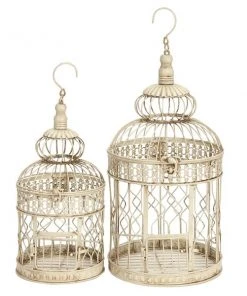 Grayson Lane Vintage Cream Metal Birdcages - Set of 2