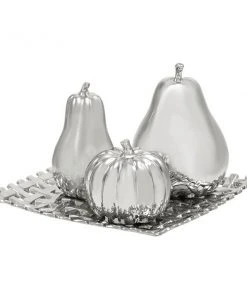 Grayson Lane Silver Stoneware Fruits Sculpture