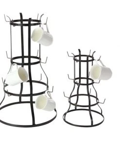 Grayson Lane Black Metal Mug Holders- Set of 2