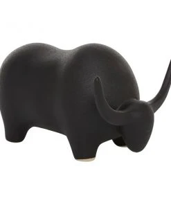 Grayson Lane Contemporary Black Ceramic Bull Sculpture