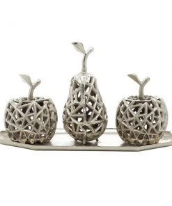 Grayson Lane Silver Aluminum Tray with Fruits