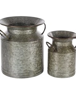 Grayson Lane Grey Metal Jars - Set of 2