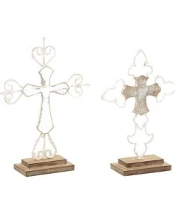 Grayson Lane Brown Wood Cross Sculptures - Set of 2