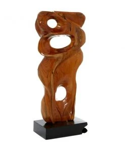 Grayson Lane Brown Teak Wood Abstract Sculpture