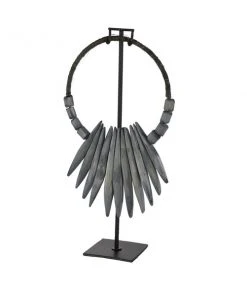 Grayson Lane Grey Teak Wood Necklace Sculpture