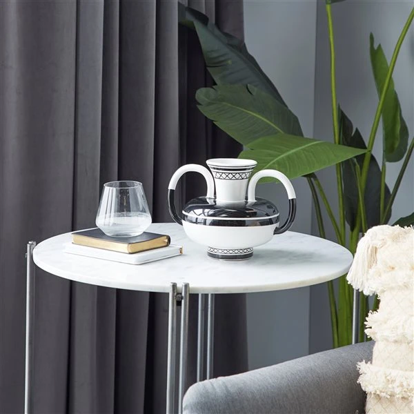 Grayson Lane White and Black Ceramic Vase 2 Grayson Lane White and Black Ceramic Vase - Image 2