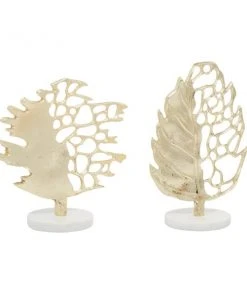 Grayson Lane Gold Aluminum Leaf Sculptures - Set of 2