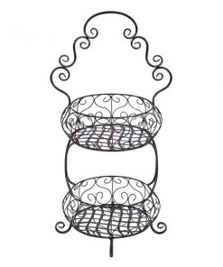 Grayson Lane 2-Tier Black Basket Stand