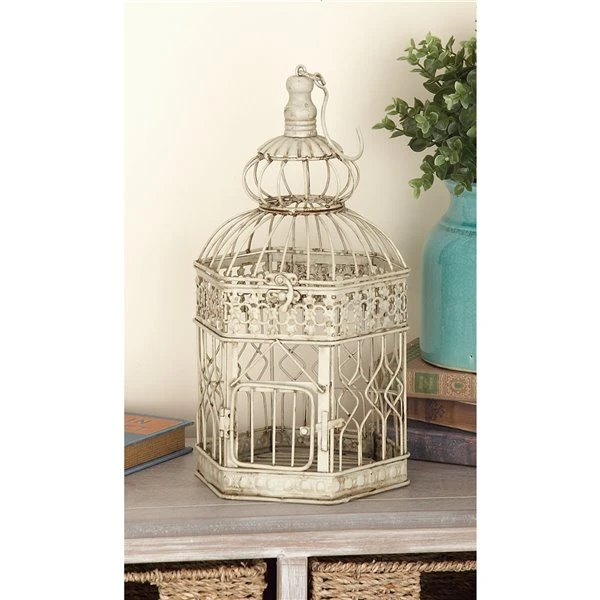 Grayson Lane Cream Metal Birdcages - Set of 2 2 Grayson Lane Cream Metal Birdcages - Set of 2 - Image 2