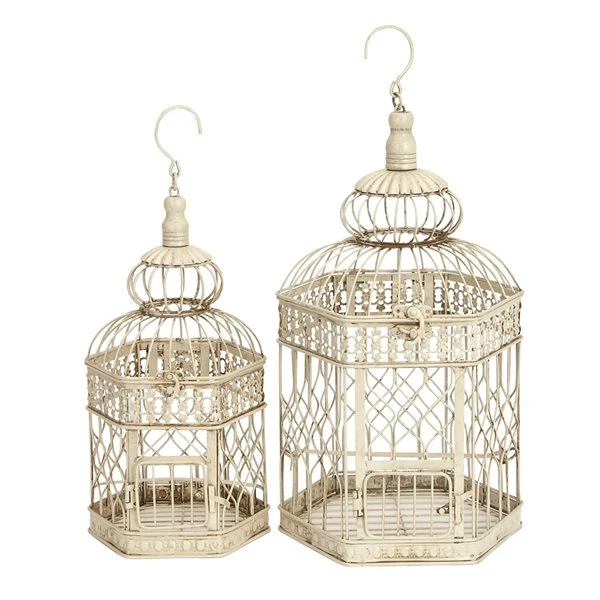 Grayson Lane Cream Metal Birdcages - Set of 2 1 Grayson Lane Cream Metal Birdcages - Set of 2