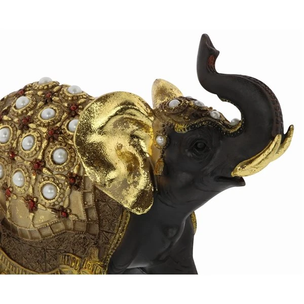 Grayson Lane Gold Polystone Elephant Sculptures - Set of 3 3 Grayson Lane Gold Polystone Elephant Sculptures - Set of 3 - Image 3