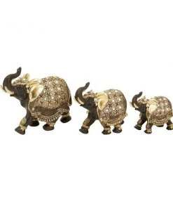 Grayson Lane Gold Polystone Elephant Sculptures - Set of 3