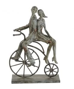 Grayson Lane Grey Polystone Couple on Bicycle