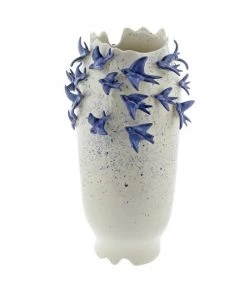 Grayson Lane White and Blue Ceramic Vase with Birds