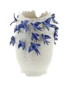Grayson Lane White Ceramic Vase with Birds