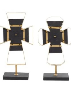 Grayson Lane White and Gold Metal Cross Sculptures - Set of 2 -GRAYSON LANE shop 330862936 AlternateImage5 l
