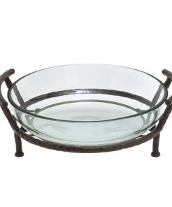 Grayson Lane Metal and Clear Glass Serving Bowl