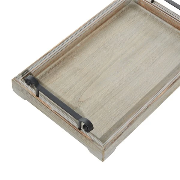 Grayson Lane Beige Wood Trays - Set of 2 4 Grayson Lane Beige Wood Trays - Set of 2 - Image 4