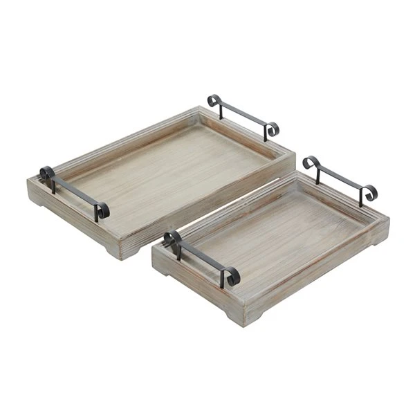 Grayson Lane Beige Wood Trays - Set of 2 5 Grayson Lane Beige Wood Trays - Set of 2 - Image 5