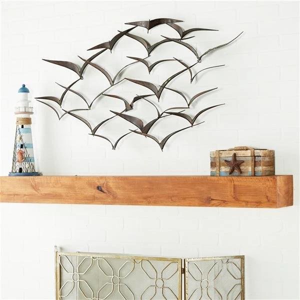 Grayson Lane 26-in H x 47-in W Black Metal Coastal Birds Wall Accent 2 Grayson Lane 26-in H x 47-in W Black Metal Coastal Birds Wall Accent - Image 2