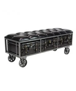 Grayson Lane Industrial Shiny Black Storage Bench