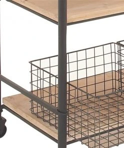 Grayson Lane Black Metal Base With Wood Top Kitchen Cart (48-in x 48-in x 32-in) -GRAYSON LANE shop 330901641 AlternateImage3 l