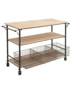 Grayson Lane Black Metal Base With Wood Top Kitchen Cart (48-in x 48-in x 32-in) -GRAYSON LANE shop 330901641 AlternateImage5 l