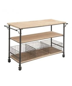 Grayson Lane Black Metal Base With Wood Top Kitchen Cart (48-in x 48-in x 32-in) -GRAYSON LANE shop 330901641 AlternateImage6 l