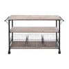 Grayson Lane Black Metal Base With Wood Top Kitchen Cart (48-in x 48-in x 32-in)