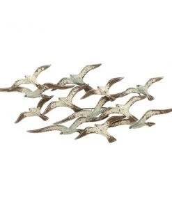 Grayson Lane 23-in H x 48-in W White Metal Coastal Animals Wall Accent