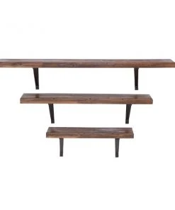 Grayson Lane 48-in L x 9-in H x 9-in D Industrial Black/Brown Wooden Wall Shelf - Set of 3