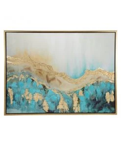 Grayson Lane Gold Wood Framed 35.5-in H x 47.5-in W Abstract White Canvas Painting -GRAYSON LANE shop 330901660 AlternateImage5 l