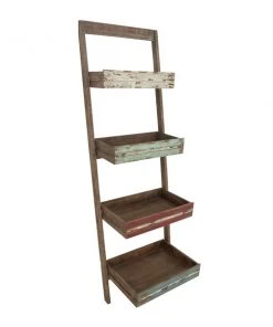 Grayson Lane 18-in D x 23-in W x 70-in H 4-Tier Leaning Wood Shelves