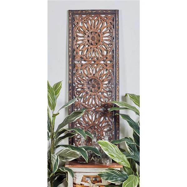Grayson Lane 48-in H x 16-in W Brown Wood Traditional Ornamental Wall Accent - 2-Pack 2 Grayson Lane 48-in H x 16-in W Brown Wood Traditional Ornamental Wall Accent - 2-Pack - Image 2