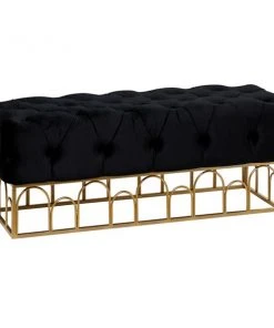 Grayson Lane Modern Black/Metallic Gold Accent Bench