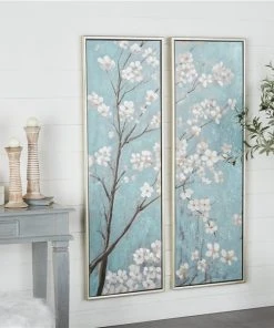 Grayson Lane Silver Wood Framed 59-in H x 20-in W Floral Wood Painting -GRAYSON LANE shop 330901704 AlternateImage2 l