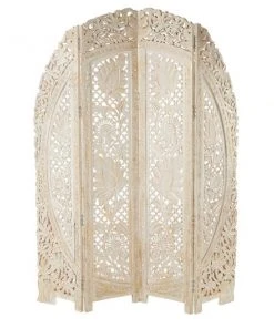 Grayson Lane 4-Panel White Wood Folding Eclectic Style Room Divider