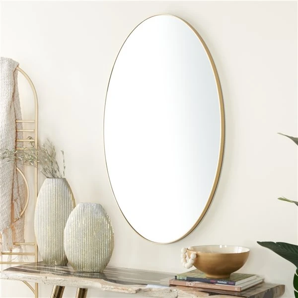 330901715_AlternateImage1_l.jpg Grayson Lane 40-in L X 24-in W Contemporary Oval Gold Framed Wall Mirror -GRAYSON LANE shop 330901715 AlternateImage1 l