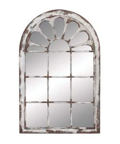 Grayson Lane 51.88-in L X 34.31-in W Vintage Arch White Framed Wall Mirror