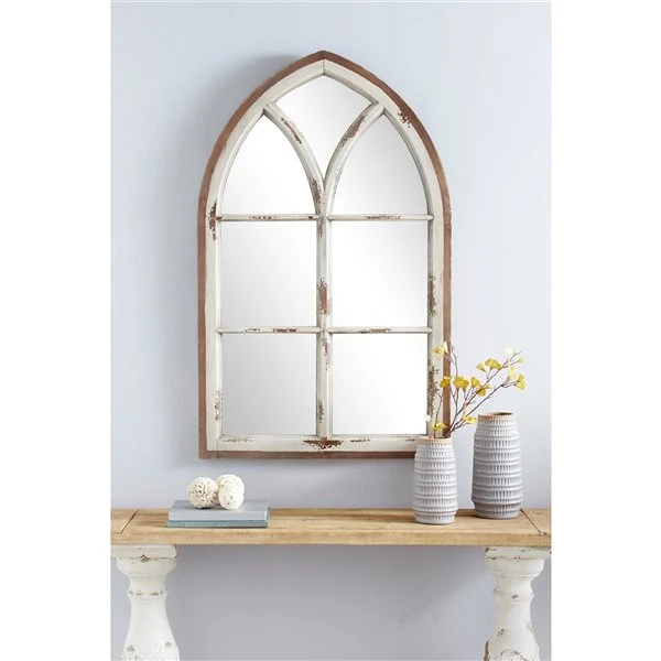 Grayson Lane 51-in L X 31.5-in W Vintage Arch White Framed Wall Mirror 2 Grayson Lane 51-in L X 31.5-in W Vintage Arch White Framed Wall Mirror - Image 2