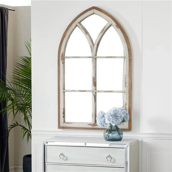 Grayson Lane 51-in L X 31.5-in W Vintage Arch White Framed Wall Mirror 3 Grayson Lane 51-in L X 31.5-in W Vintage Arch White Framed Wall Mirror - Image 3