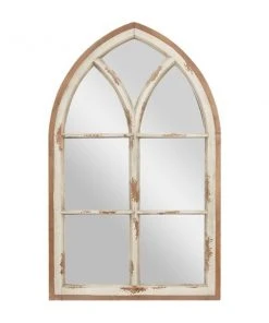 Grayson Lane 51-in L X 31.5-in W Vintage Arch White Framed Wall Mirror